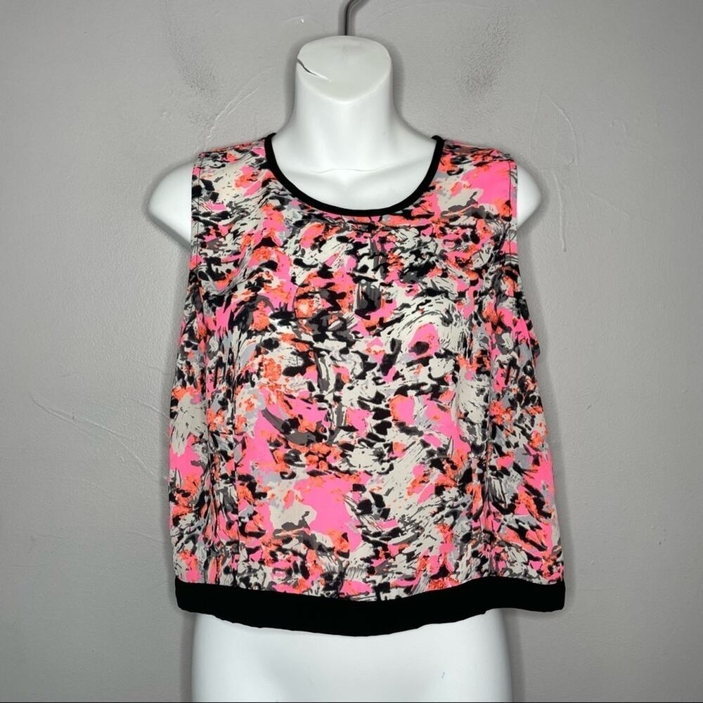 AQUA Colorful Crop Top Womens Size Small Dopamine Maximalist Artsy Art Mom Boxy